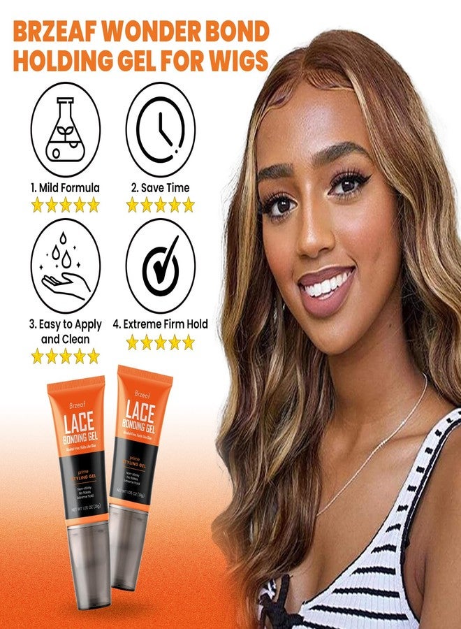 Brzeaf Lace Bonding Gel, Wig Glue, Glueless& Skin-Friendly Formula, Bold Hold Lace Glue for Wigs, New Brush Head Design, Temporary Daily for Hair for Women & Men - Image 2